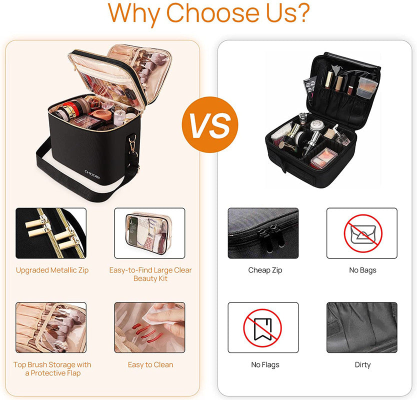 Double Layer Cosmetic Makeup Brush Bag | Portable Waterproof Storage Organizer