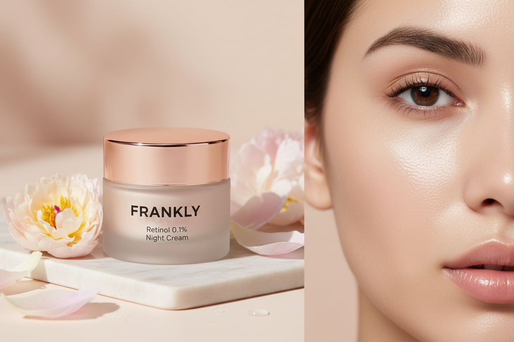 FRANKLY Retinol 0.1% Night Cream with glowing glass skin