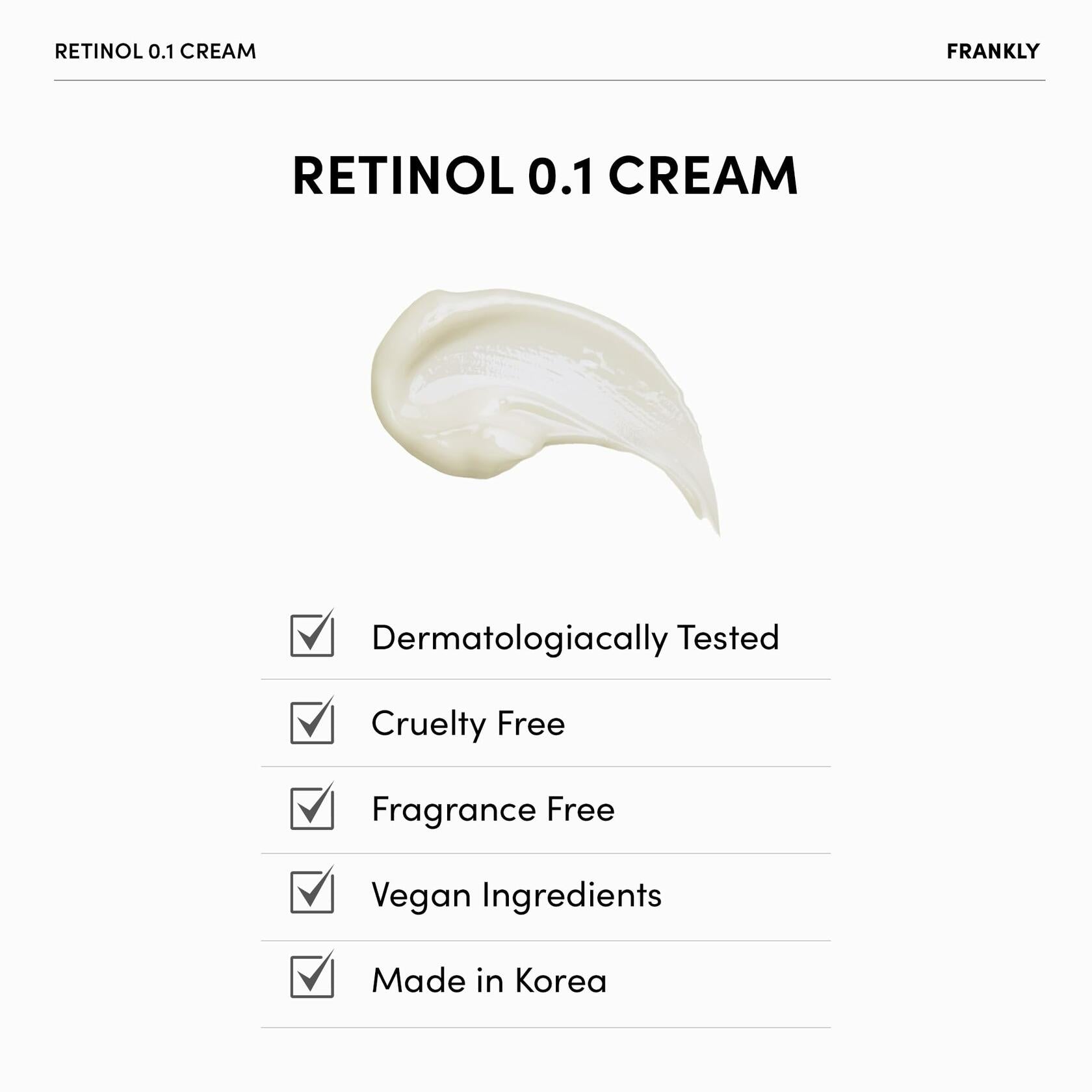 FRANKLY Retinol 0.1% Night Cream | Korean Anti-Aging Skincare 1.01oz