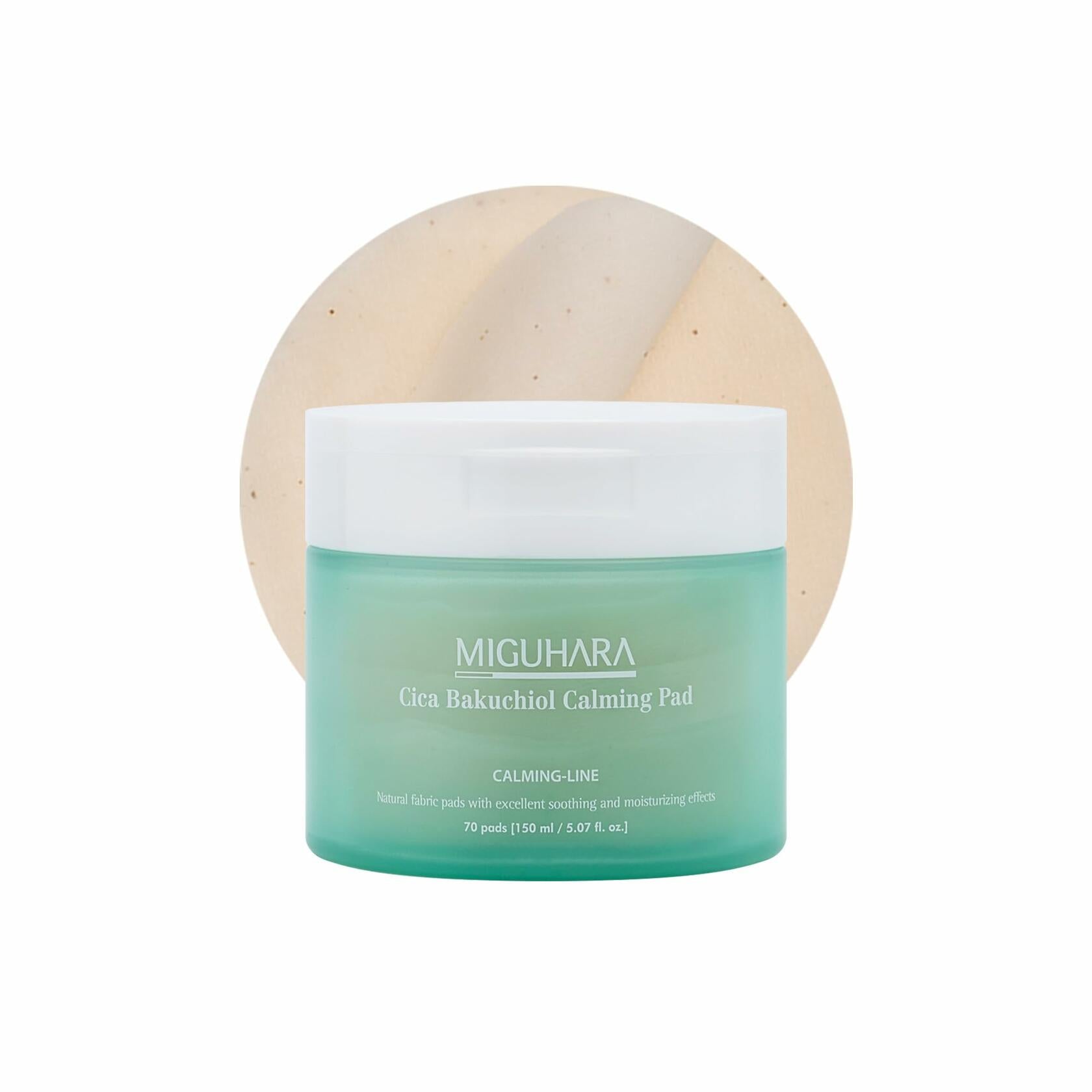 MIGUHARA Cica Bakuchiol Calming Pad | Korean Skincare Toner Pad 70 Count
